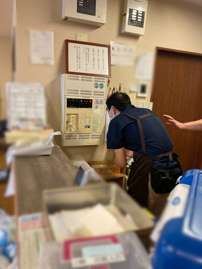 火災想定　避難訓練　通報　避難誘導　初期消火　消火栓ホース　カルム皆生　米子市　202507-3