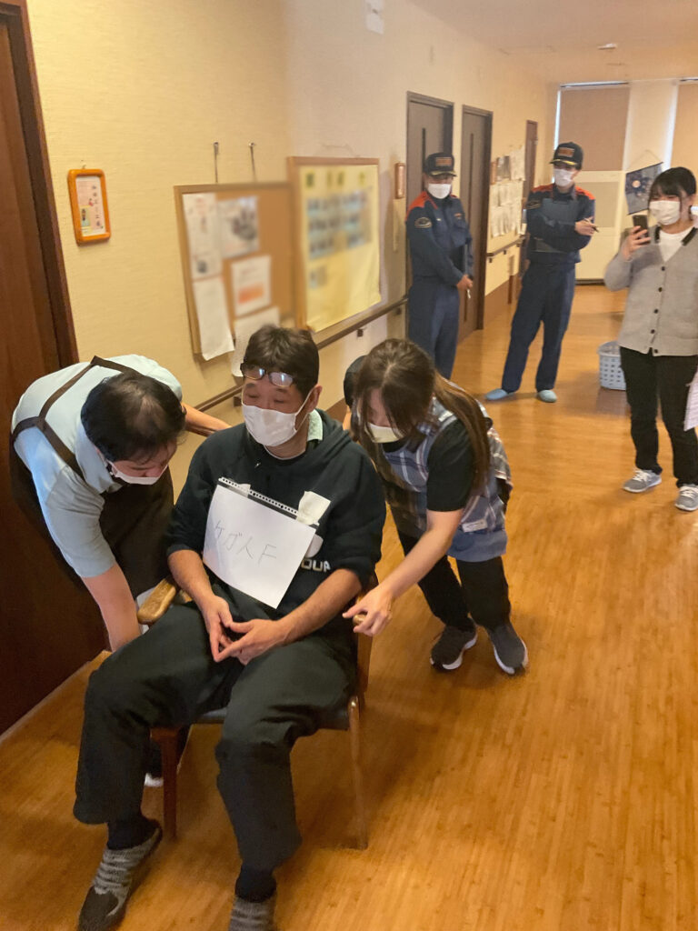 夜間火災　避難訓練　米子　老人ホーム　カルム皆生　202512-2