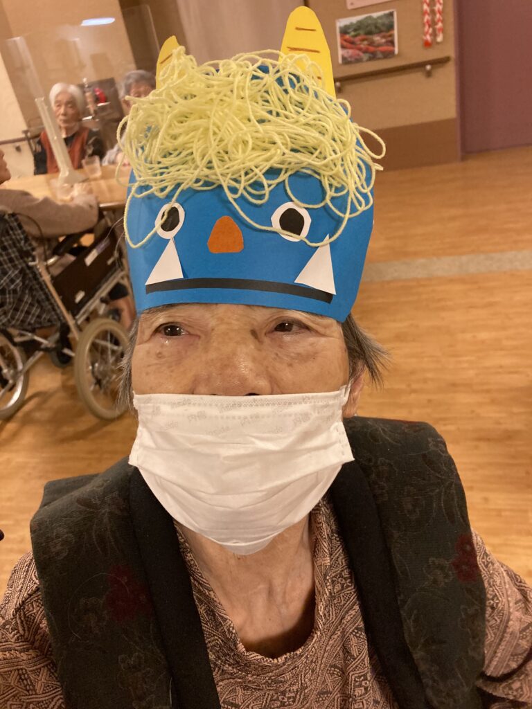 介護施設の節分製作　作業レク　米子　老人ホーム　カルム皆生　202602-4